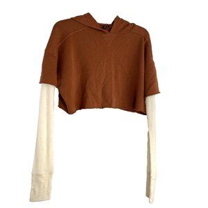 Urban Outfitters Out From Under Cropped Long Sleeve Hoodie M Rust Ivory NWT